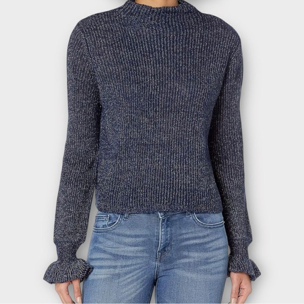 BB Dakota Mock Neck Sweater in Blue Sparkle Women’s Size‎ M NWT